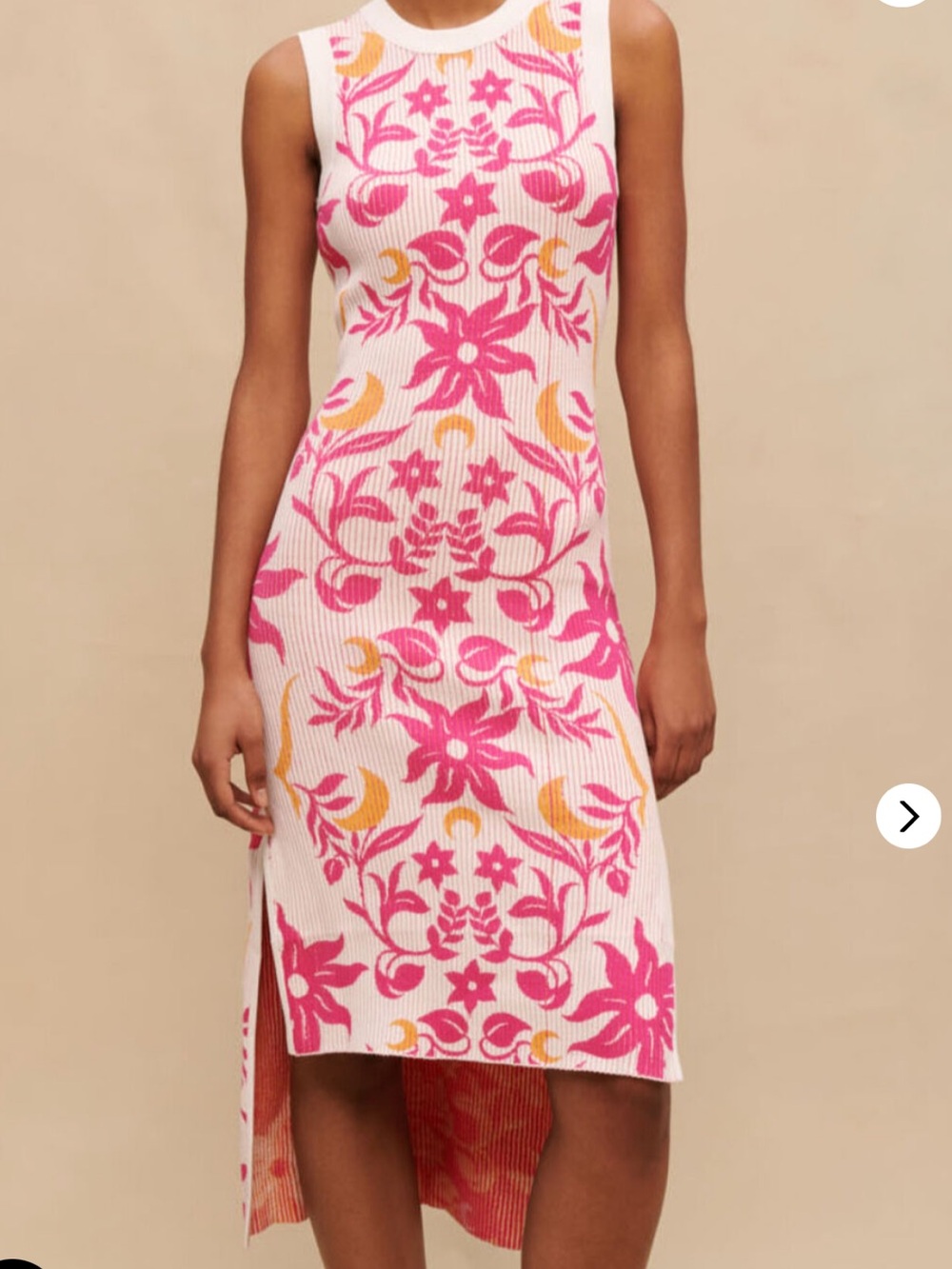 Maje Printed Reversible Floral Beachy Ribbed Stretch Dress